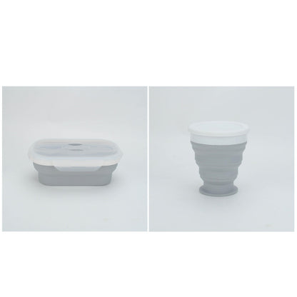Portable foldable silicone lunch box