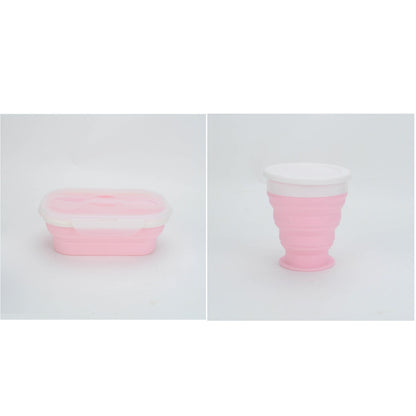 Portable foldable silicone lunch box